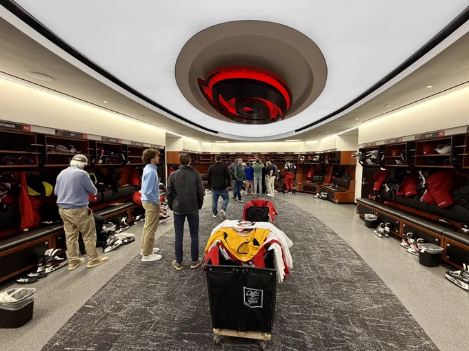 The Carolina Hurricanes new locker room inside Lenovo Center.