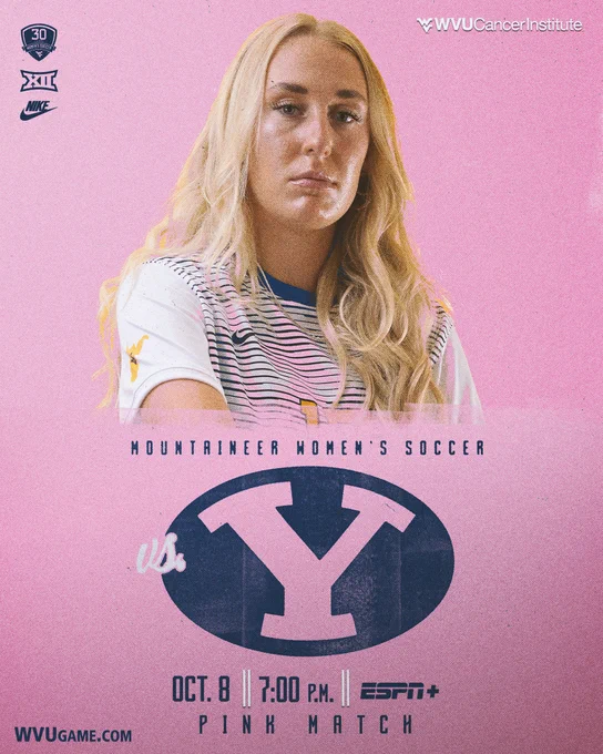 WVU women's soccer's annual pink game is on Thursday, Oct. 8.